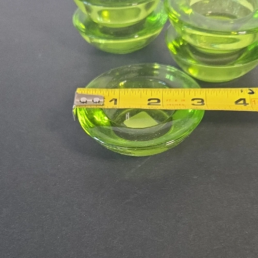 Crate & Barrel Glass Green Tealight Votive Candle Holders Set of 6